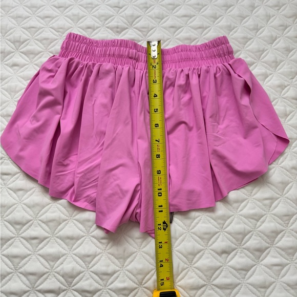 Luogongzi 2 in 1 Flowy High Rise Athletic Butterfly Shorts Pink Size Small - Picture 7 of 9
